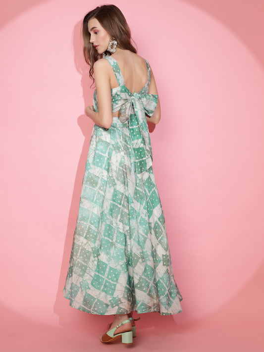 Cotton Silk Back Open Dress in Hand-Dyed Shibori