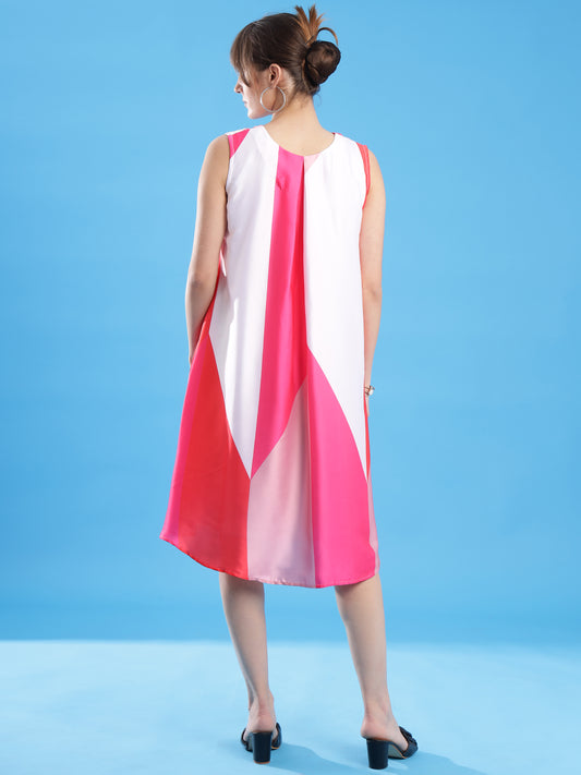 Satin Dress - Pinks & White
