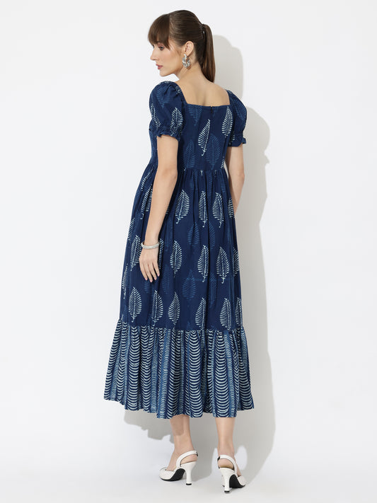 Indigo Hand-Dyed Tiered Maxi Dress