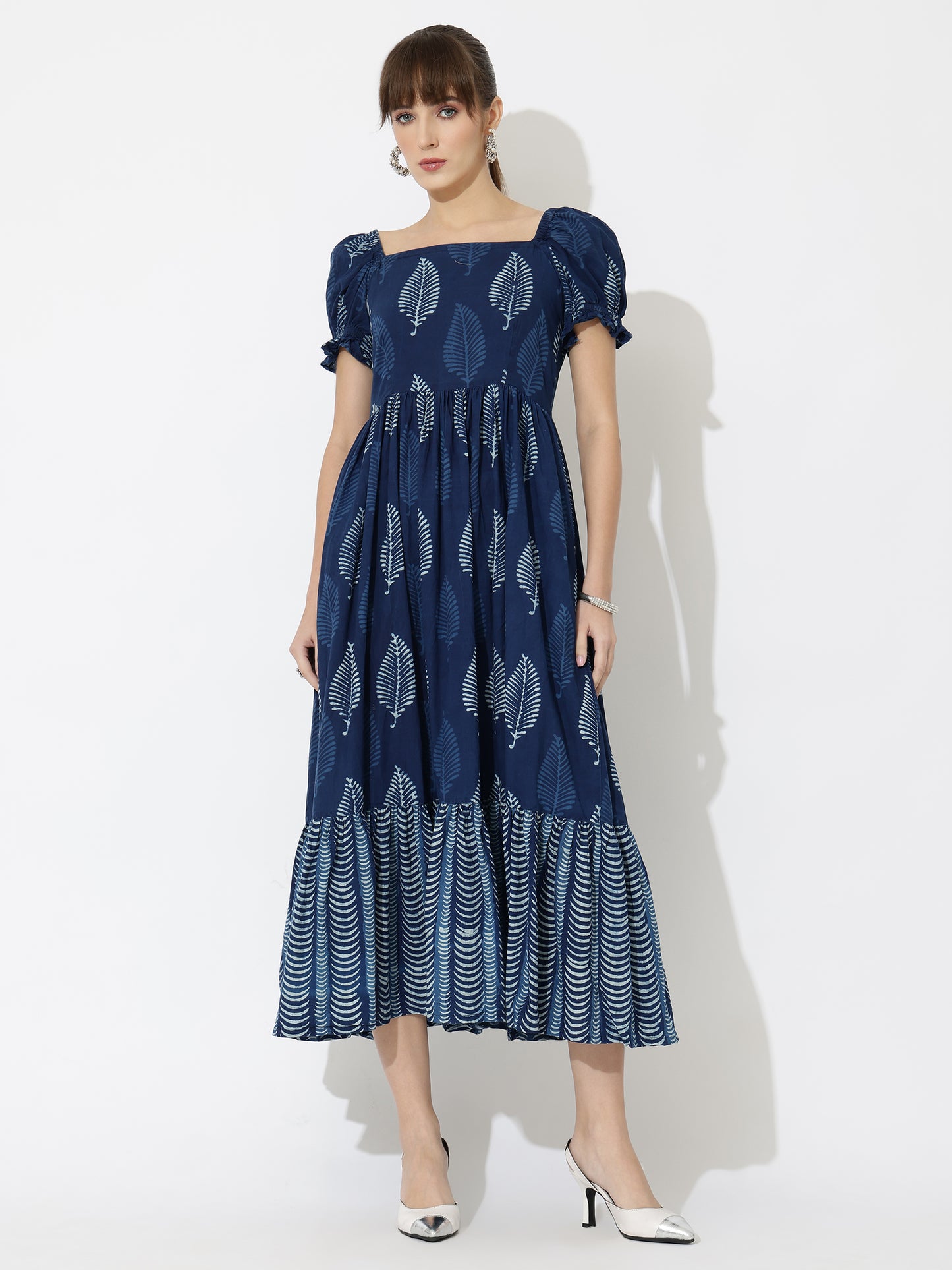 Indigo Hand-Dyed Tiered Maxi Dress