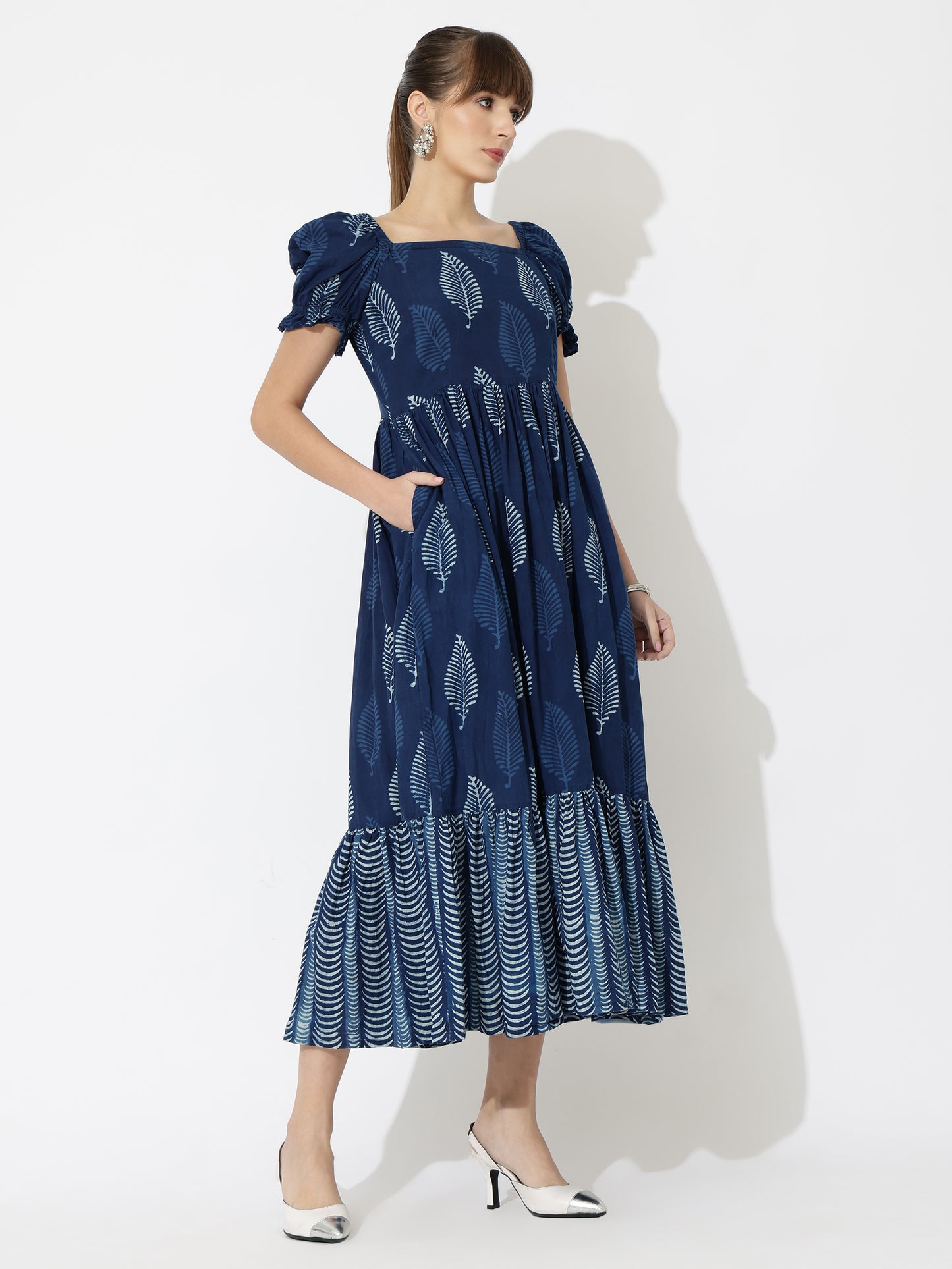 Indigo Hand-Dyed Tiered Maxi Dress