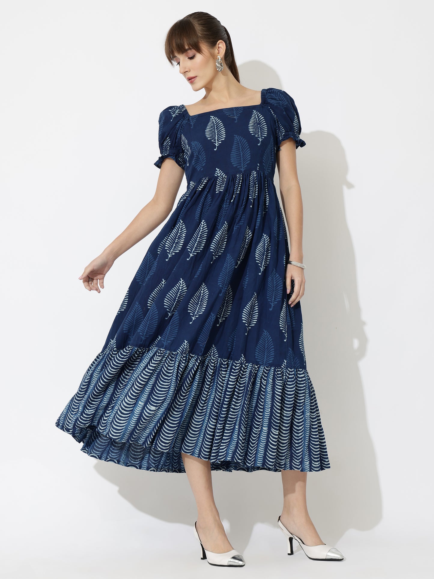 Indigo Hand-Dyed Tiered Maxi Dress