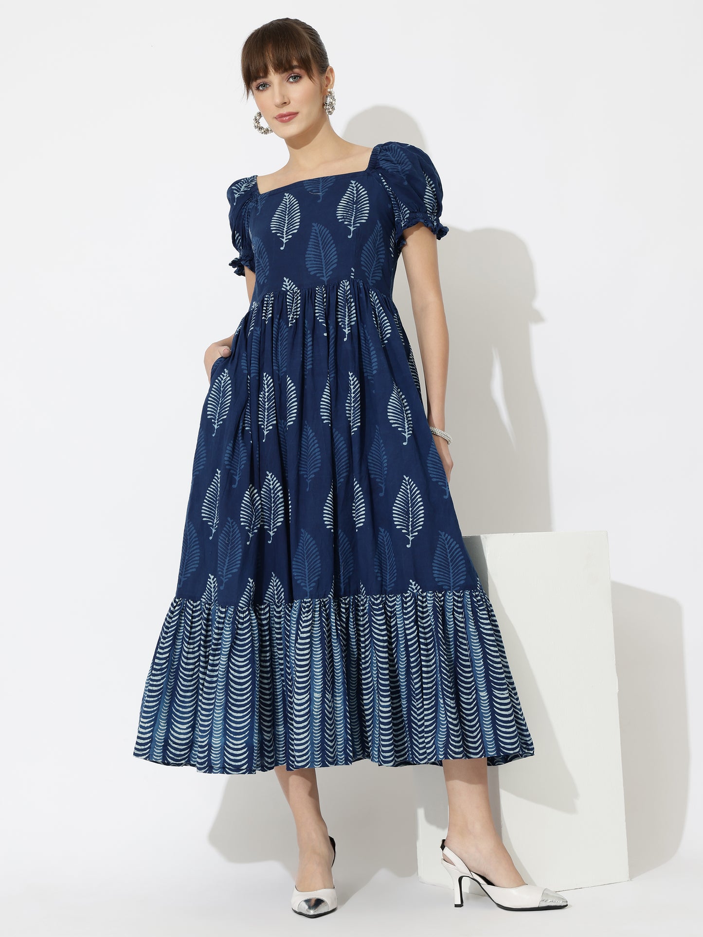 Indigo Hand-Dyed Tiered Maxi Dress