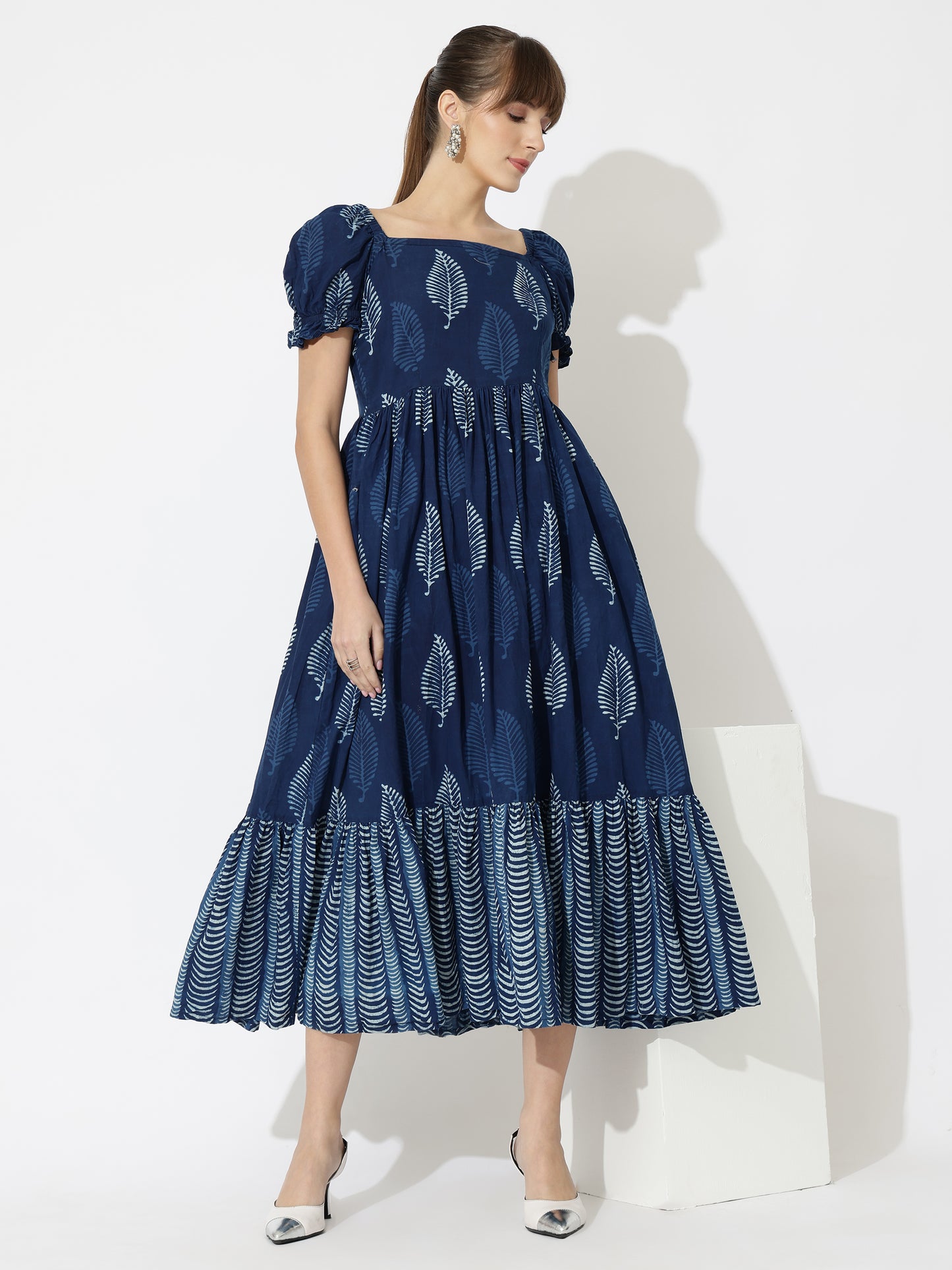 Indigo Hand-Dyed Tiered Maxi Dress