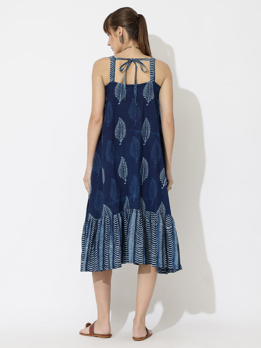 Summer Silhouette Hand Block Printed Midi Dress