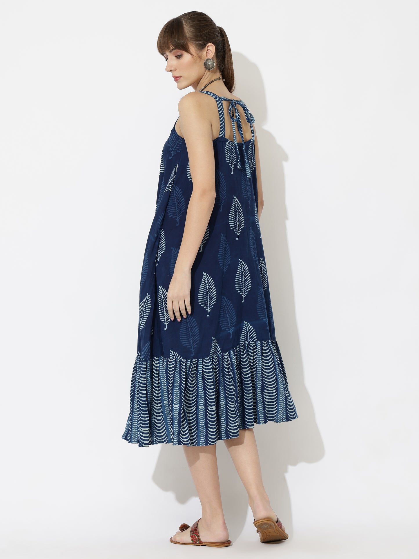 Summer Silhouette Hand Block Printed Midi Dress
