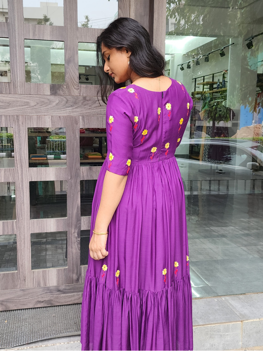 Embroidered Cotton Muslin Festive Dress