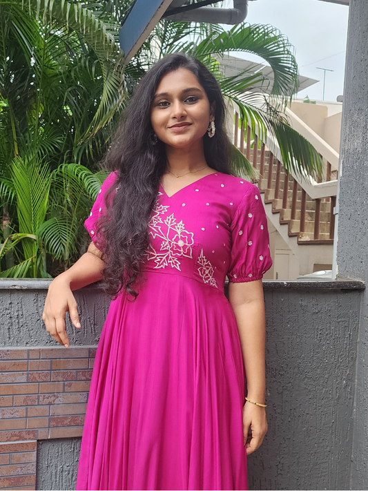 Embroidered Cotton Muslin Midi Dress – Bright Festive Wear