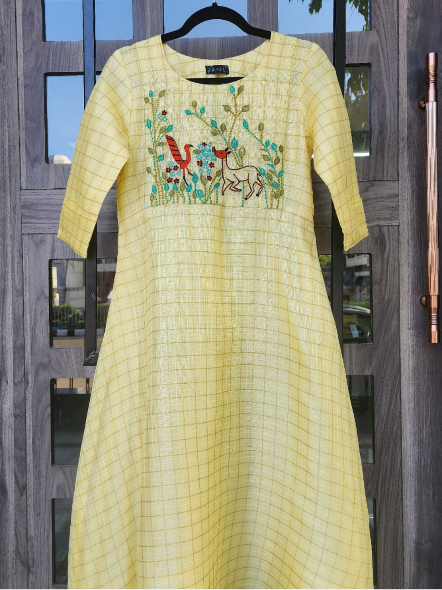 Hand-Embroidered Kota Silk Kurti