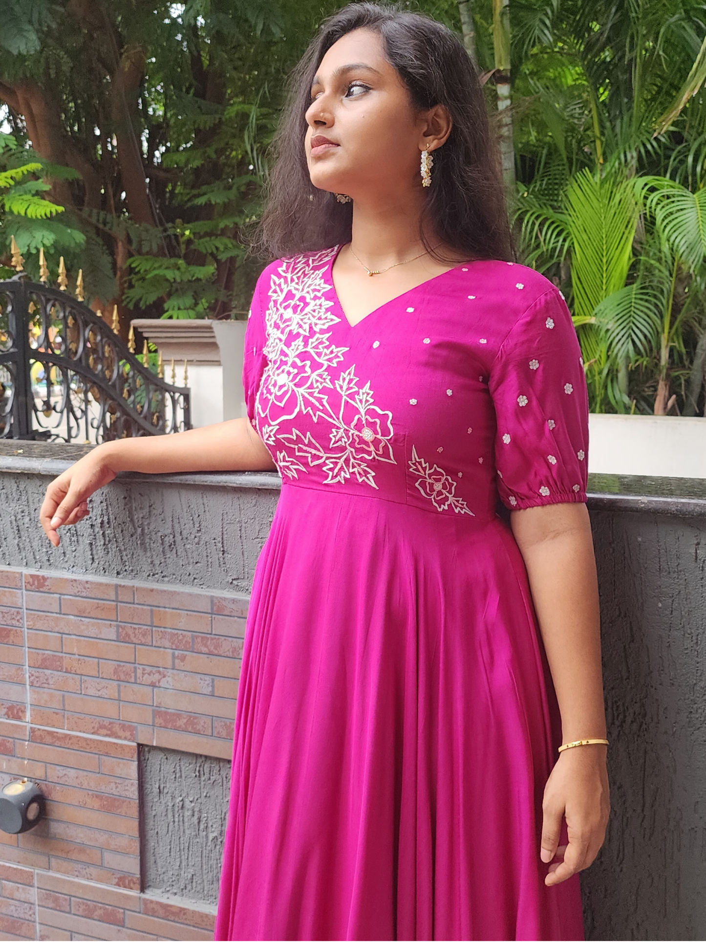 Embroidered Cotton Muslin Midi Dress – Bright Festive Wear