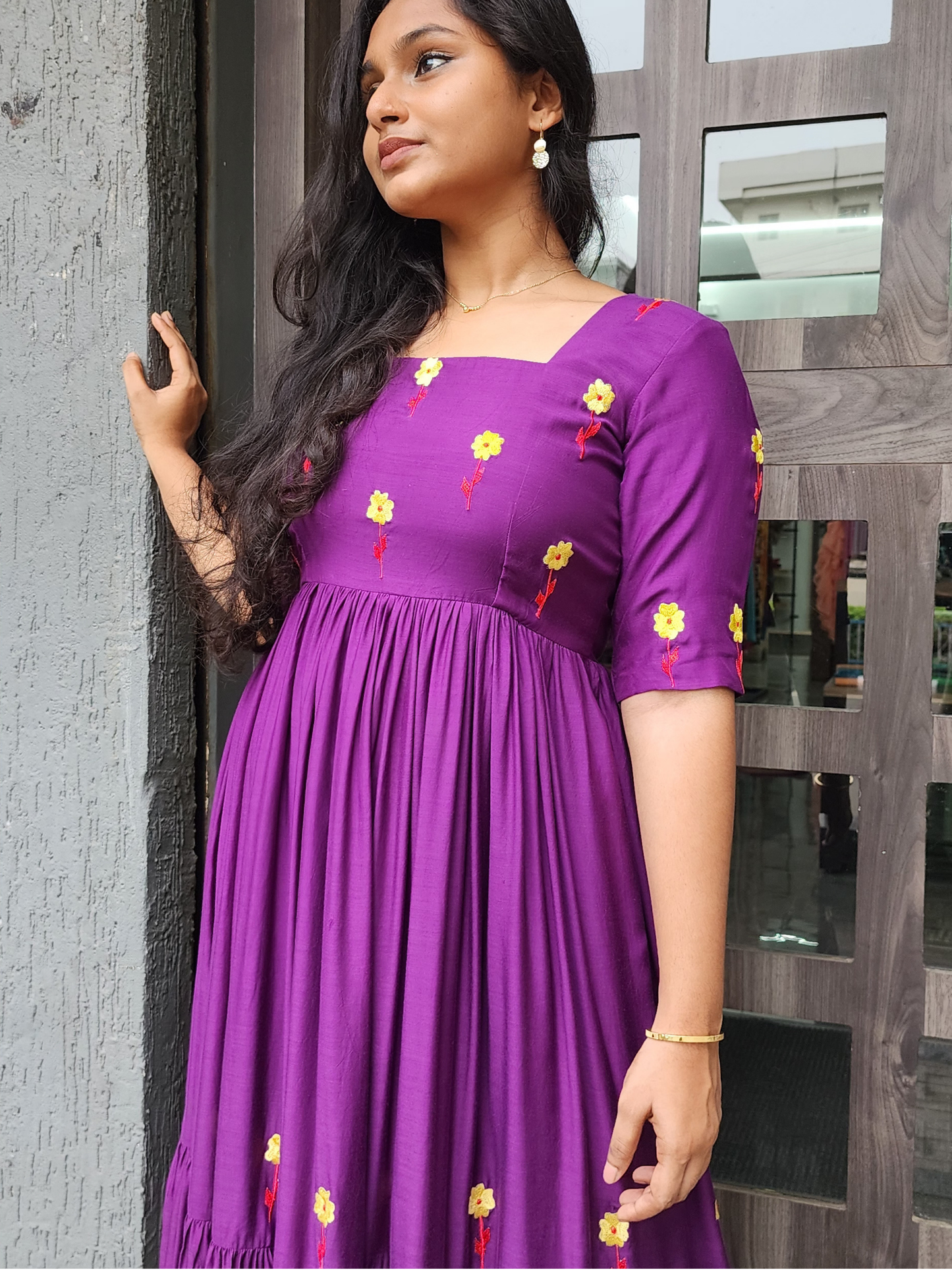 Embroidered Cotton Muslin Festive Dress