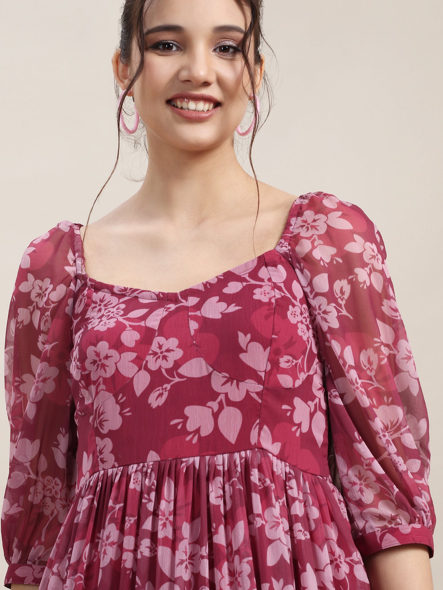 Chiffon Floral Tiered Dress