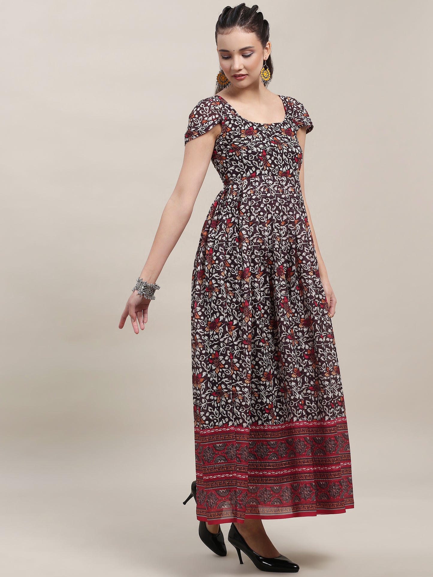 Pleated Sleeve Georgette Kurti - Black