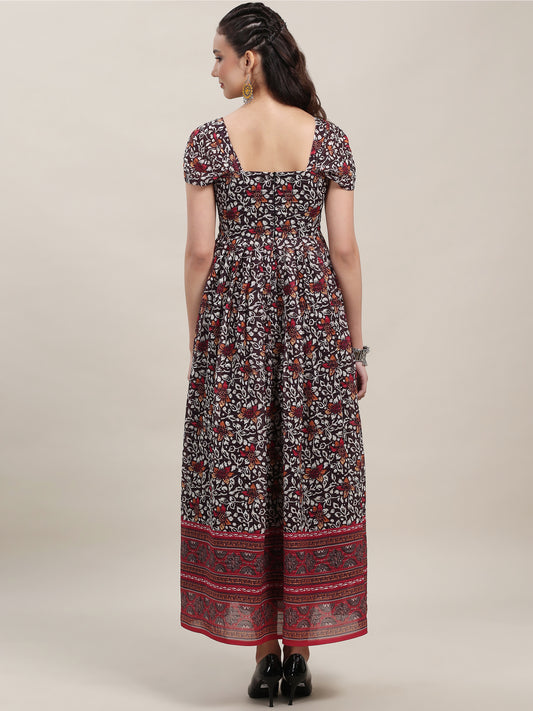 Pleated Sleeve Georgette Kurti - Black