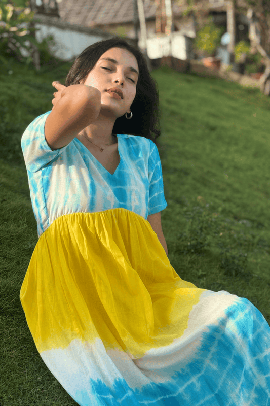 Bright & Cheery Cotton Shibori Dress – Casual Everyday Wear