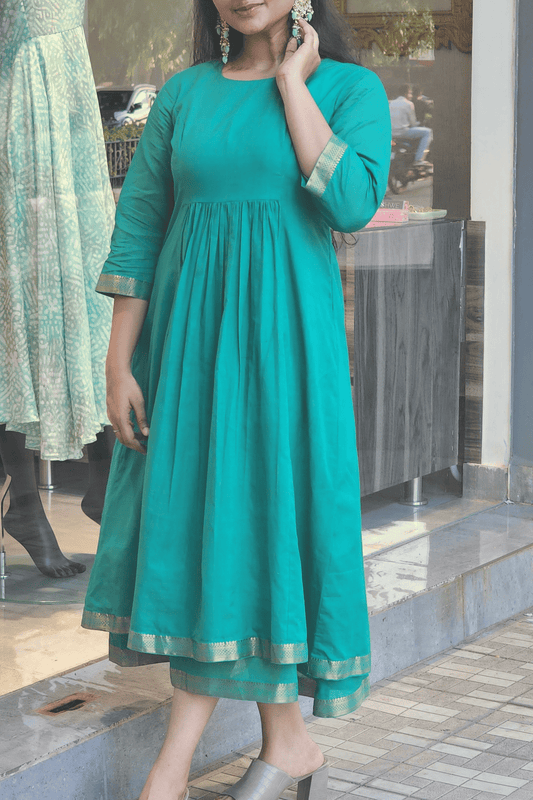 Mangalgiri Handwoven Cotton Dress – Parrot Green
