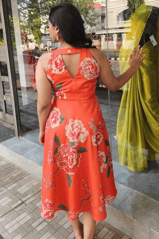 Floral Halter Neck Cotton Dress