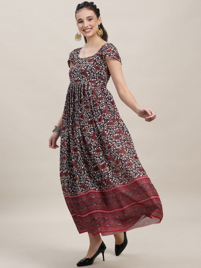Pleated Sleeve Georgette Kurti - Black