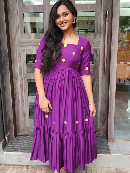 Embroidered Cotton Muslin Festive Dress