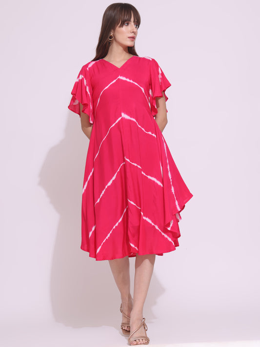 Pink Hand-dyed Leheriya Dress