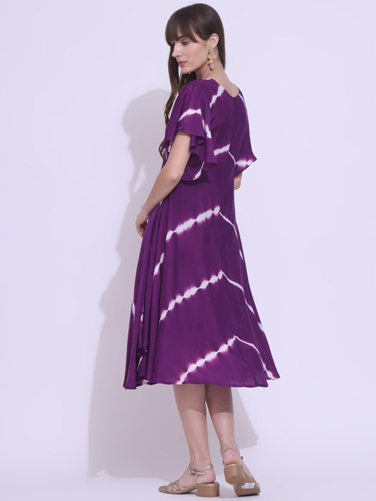 Purple Hand-dyed Leheriya Dress