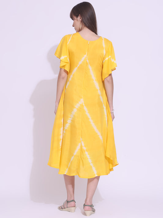 Yellow Hand-Dyed Leheriya Dress
