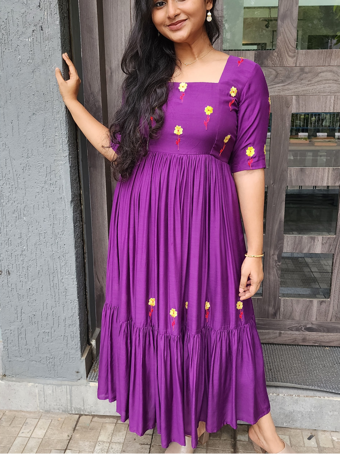 Embroidered Cotton Muslin Festive Dress