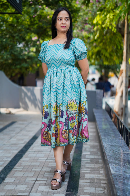Chevron Kalamkari Dress by KSHWE