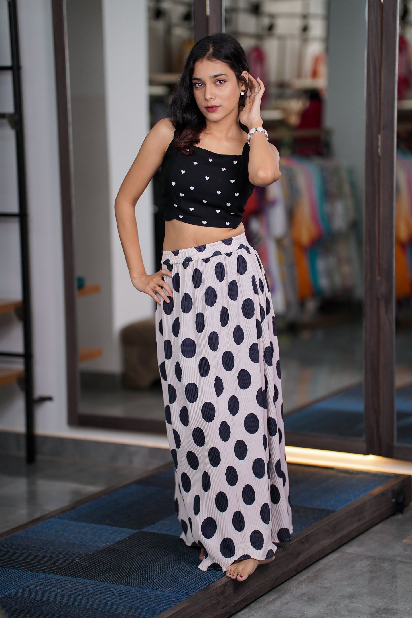 White Polka Dot Skirt – Retro Chic Ankle Length