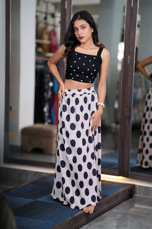 White Polka Dot Skirt – Retro Chic Ankle Length