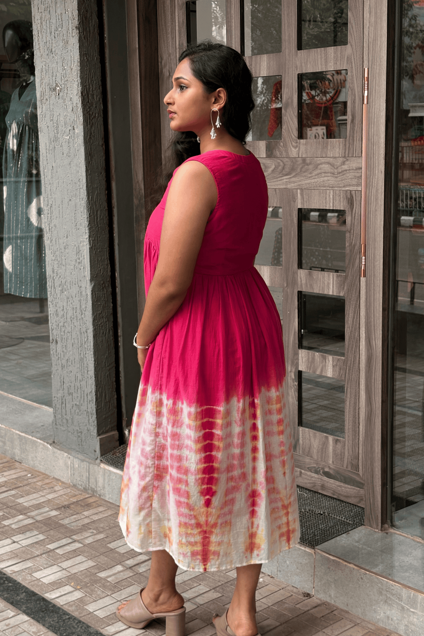 Pink Cotton Shibori Dress – Casual Everyday Wear