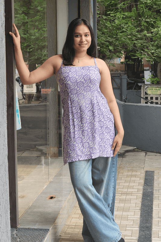 Light Violet Cotton Short Kurti