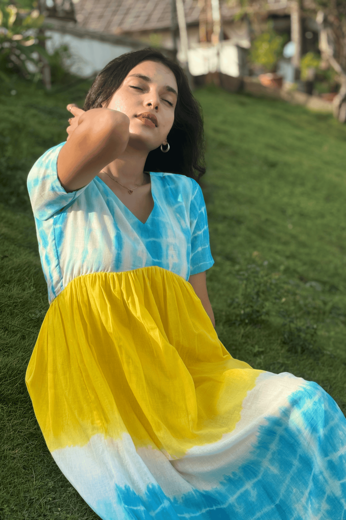 Bright & Cheery Cotton Shibori Dress – Casual Everyday Wear