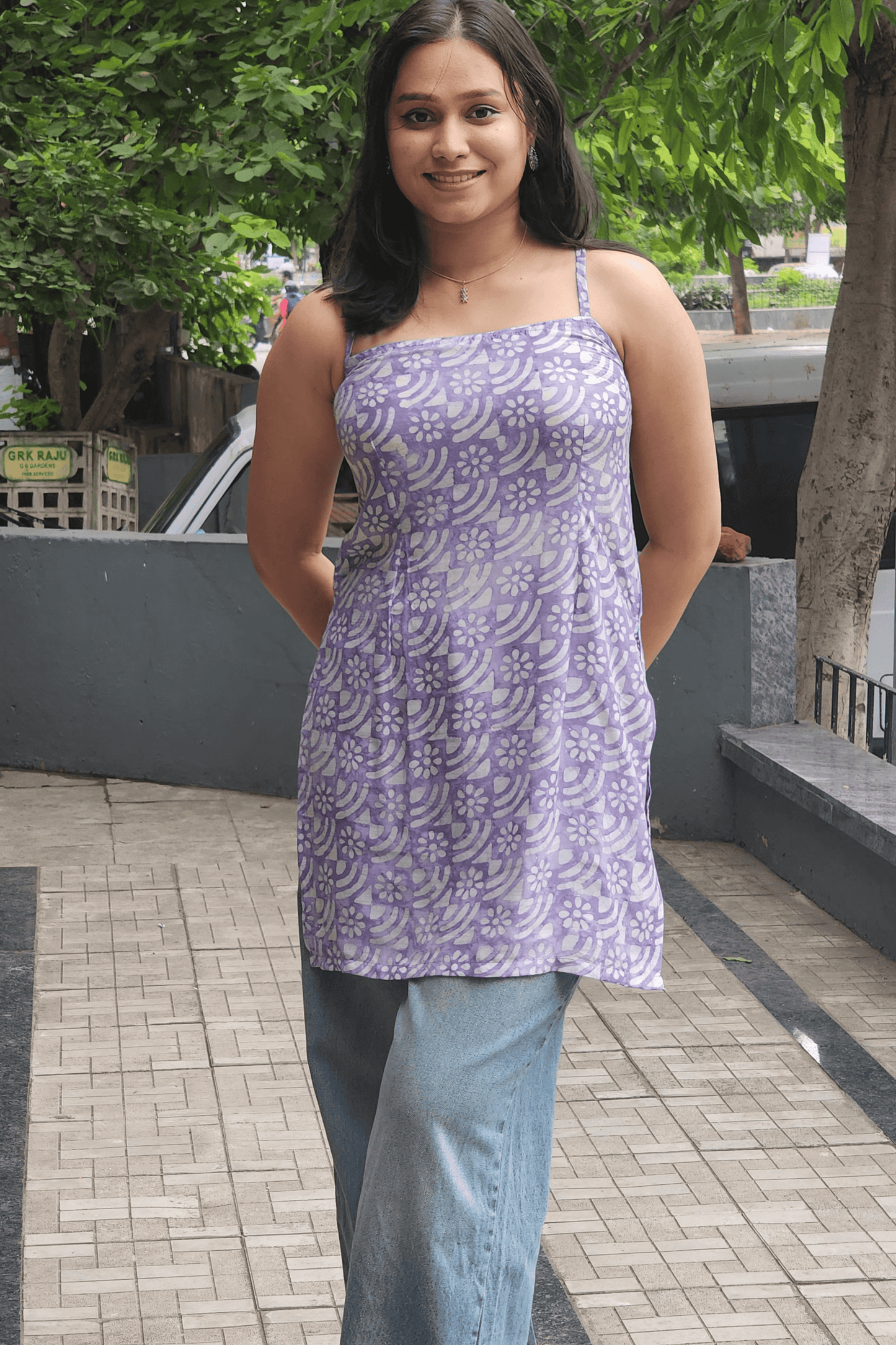 Light Violet Cotton Short Kurti