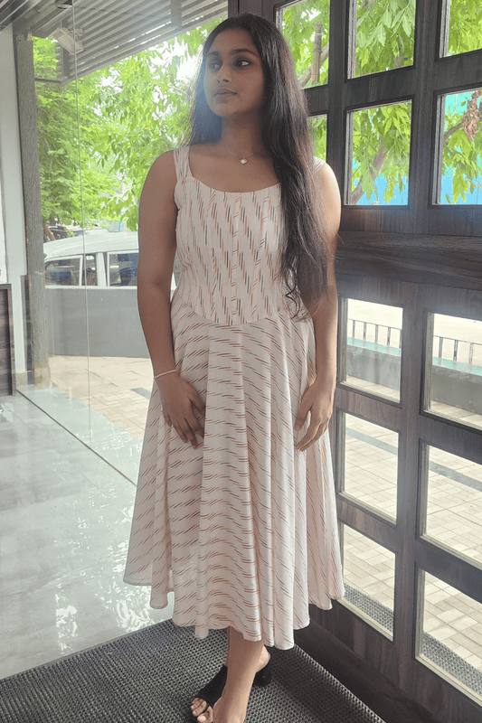 White Ikat Corset Dress