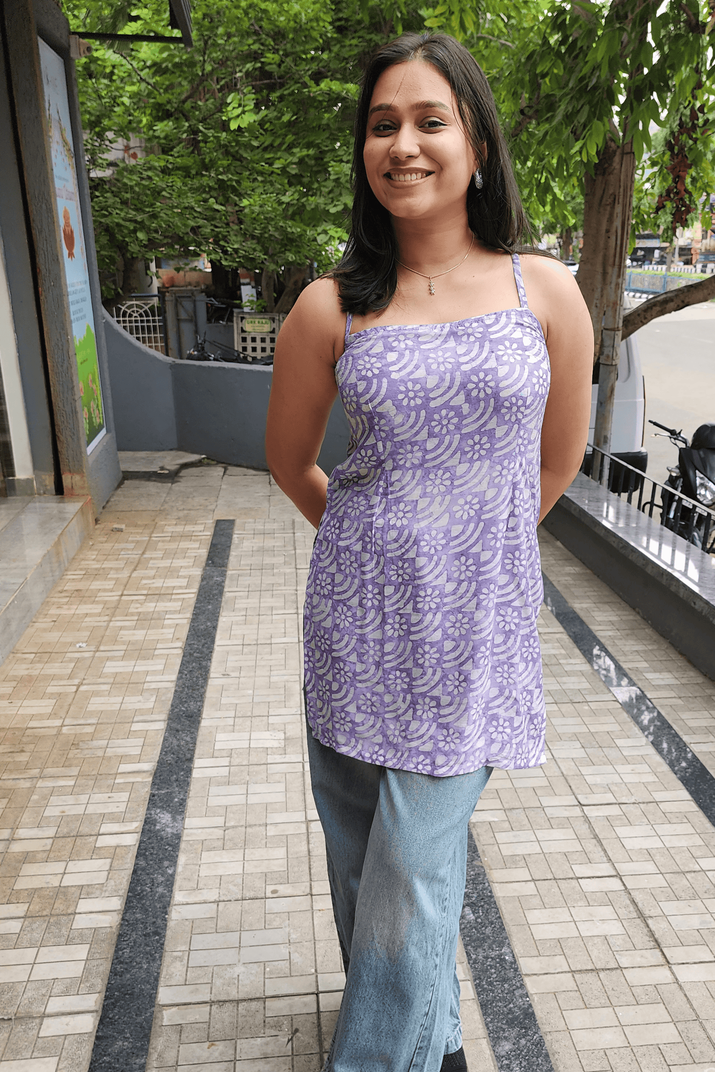 Light Violet Cotton Short Kurti