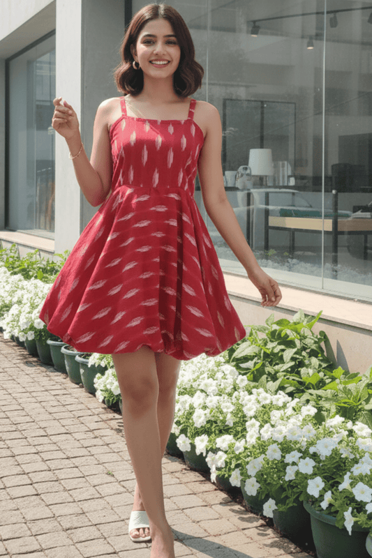 Pink Ikat Cotton Dress