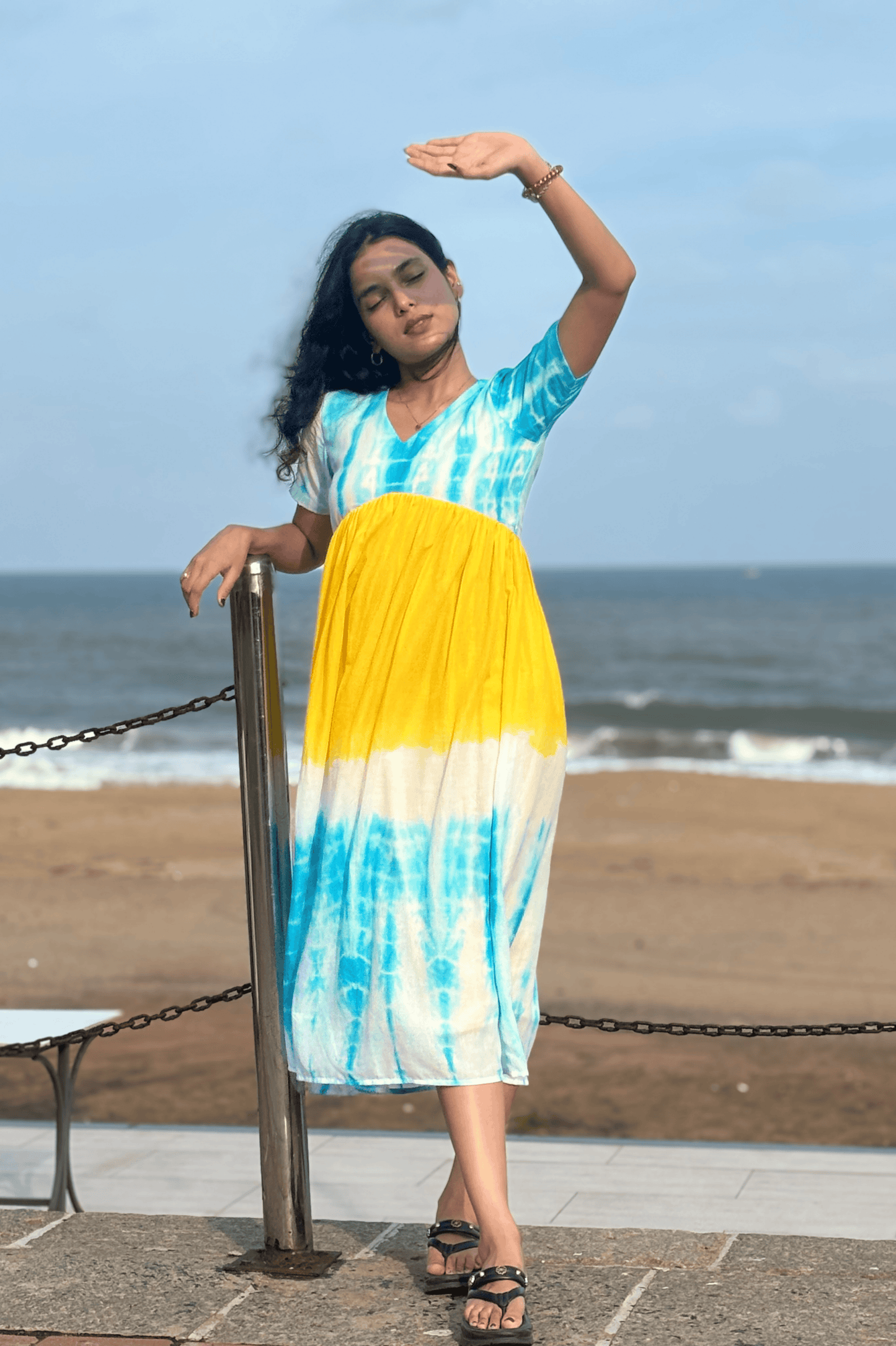 Bright & Cheery Cotton Shibori Dress – Casual Everyday Wear