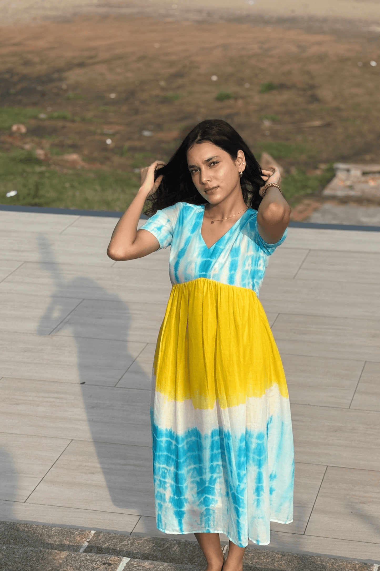 Bright & Cheery Cotton Shibori Dress – Casual Everyday Wear
