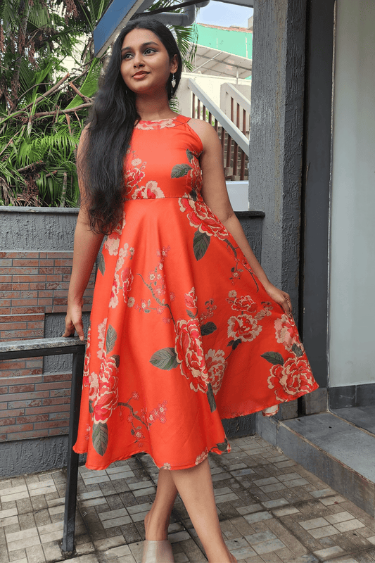 Floral Halter Neck Cotton Dress