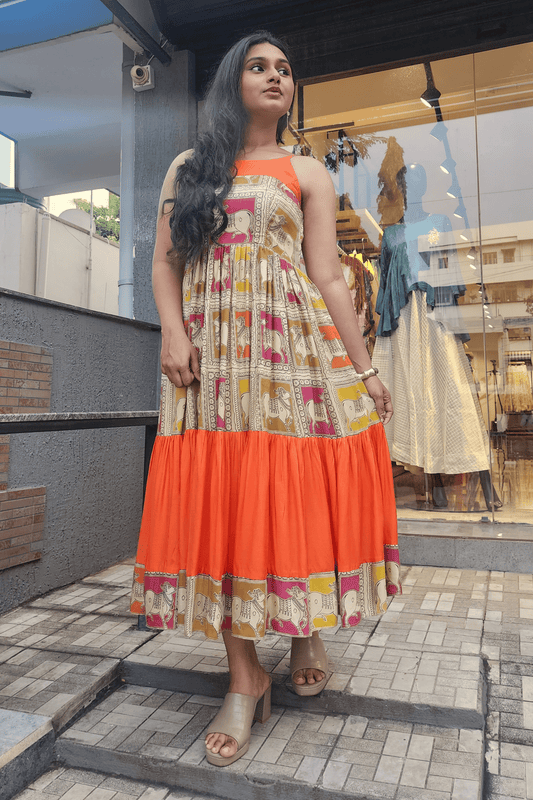 Kalamkari Pichwai Print Dress