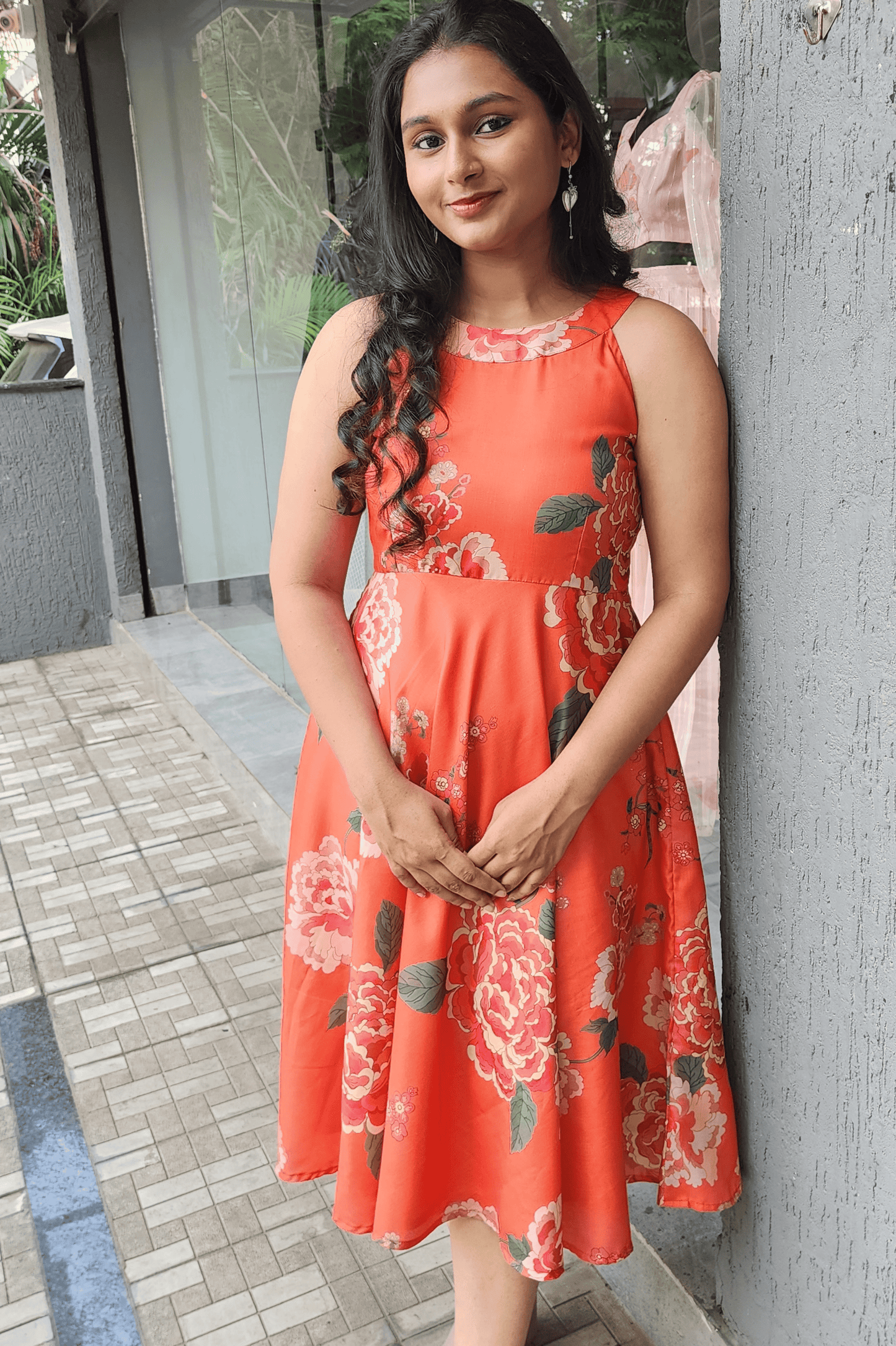 Floral Halter Neck Cotton Dress