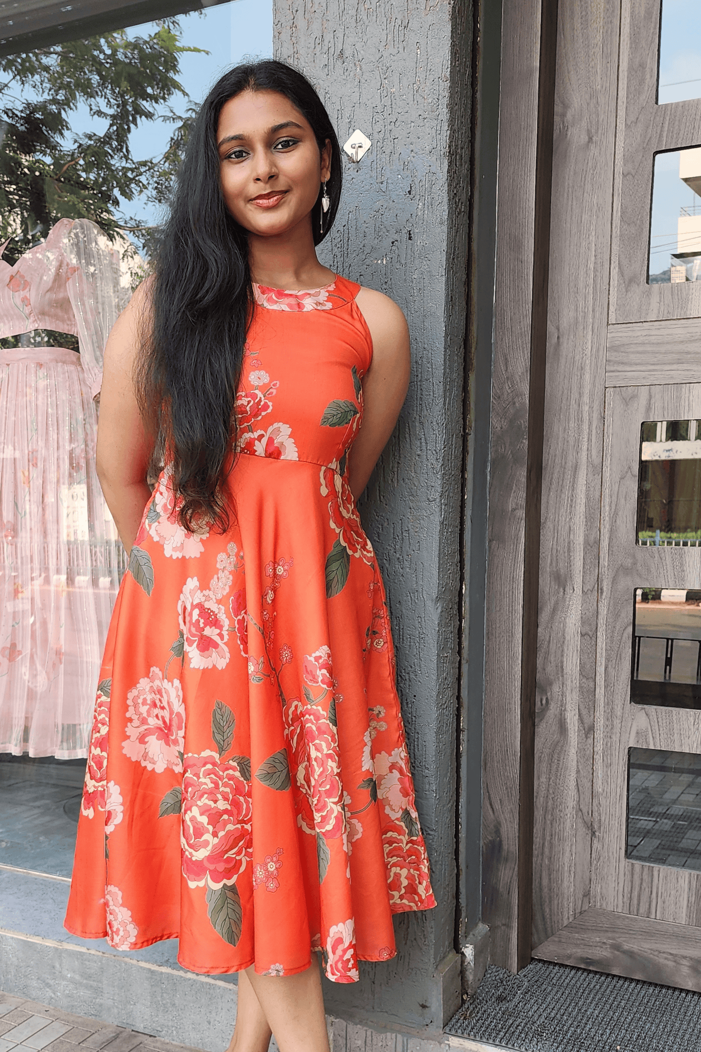 Floral Halter Neck Cotton Dress